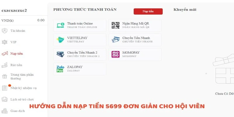 Hướng dẫn nạp tiền 5699 đơn giản cho hội viên